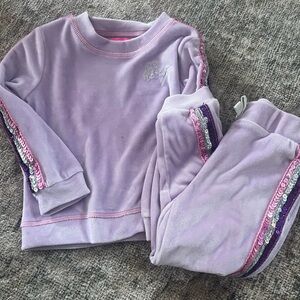 Betsey Johnson Lavender Pajama Set with Sequin Stripes